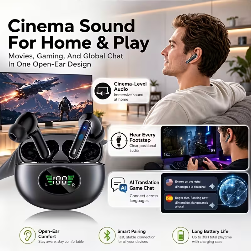Bluetooth 5.4 Wireless Earbuds with LED Charging Case - Image 2