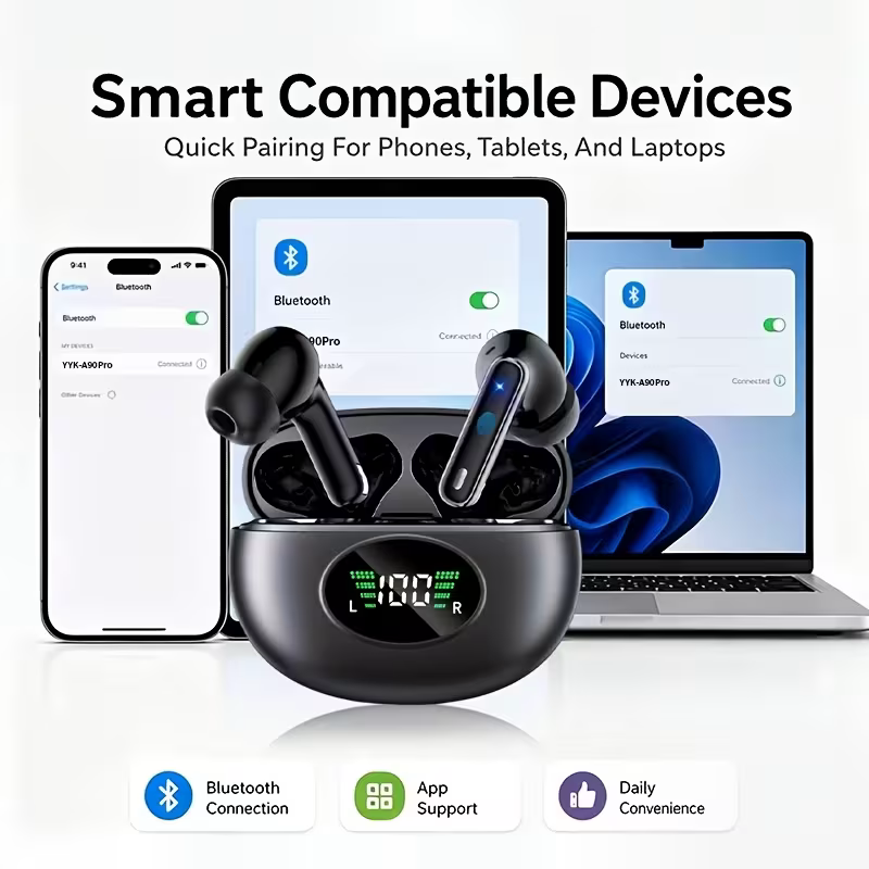 Bluetooth 5.4 Wireless Earbuds with LED Charging Case - Image 3