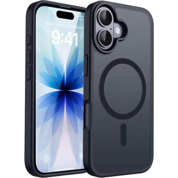 Matte black magnetic shockproof case for 6.3-inch iPhone 17