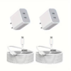 Two 20W dual-port USB-C wall chargers with two 6-foot Lightning cables